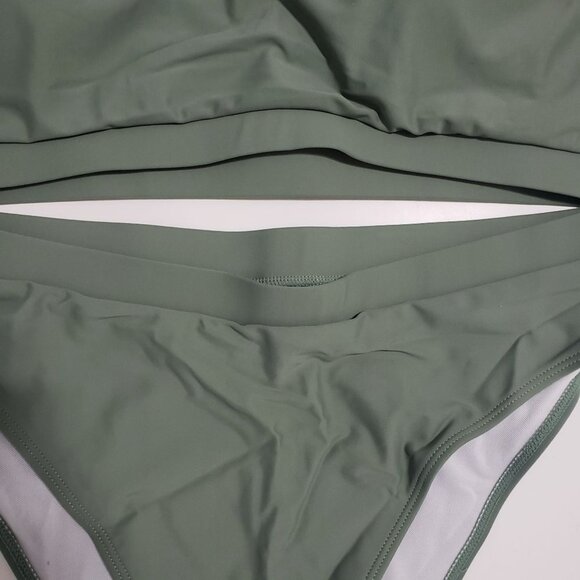 NWT Tempt Me High Waisted Sporty Scoop Neck Bikini set in Army Green Size XXL - Picture 4 of 11